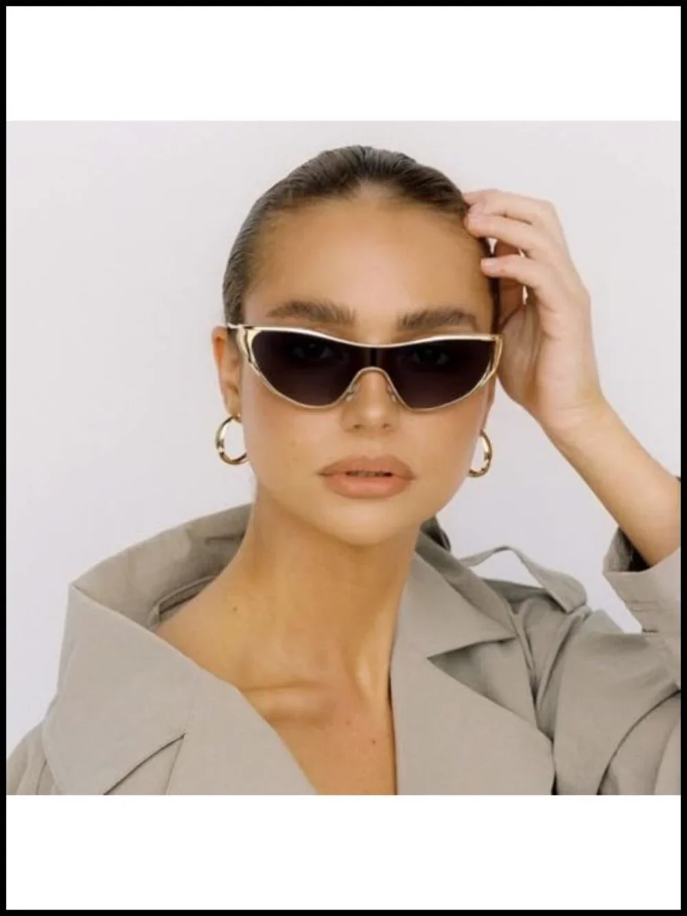 Silver Y2K Retro Cat Eye Sunglasses Metal Frame UVA/UVB Protection